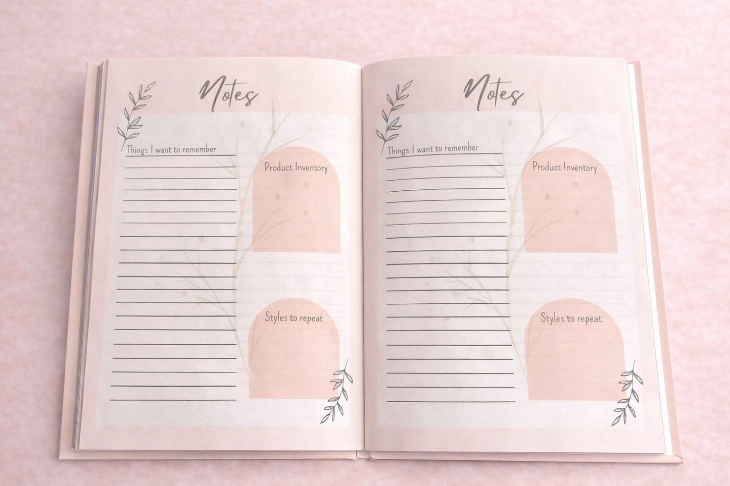 Notes page| Product inventory | Styles to repeat | Nubian Lo | Hair growth 