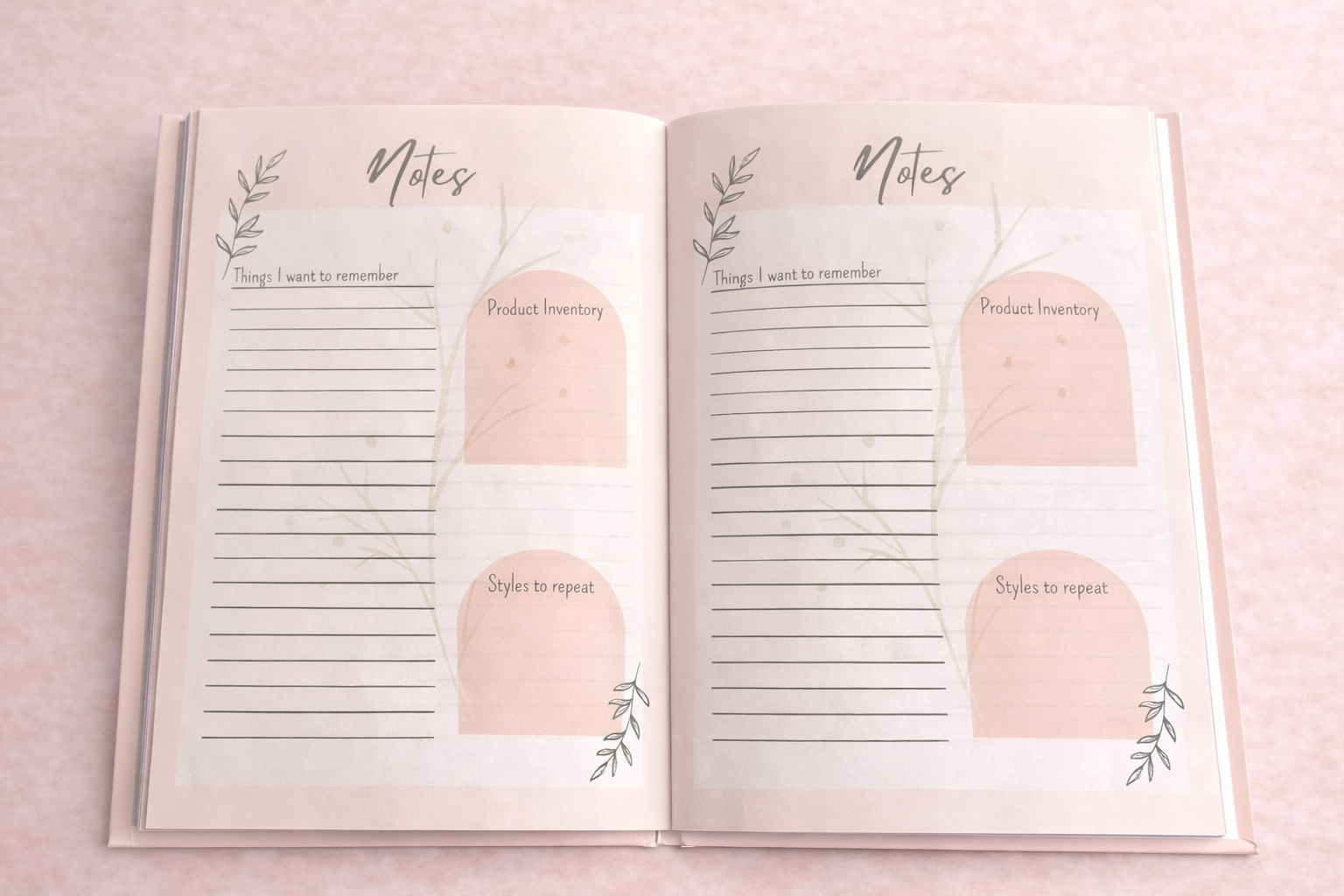 Notes page| Product inventory | Styles to repeat | Nubian Lo | Hair growth 