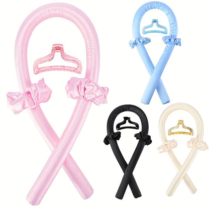 Satin heatless hair curler for overnight no-heat curls